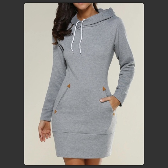 ONLY 1 more left! Grey Hoodie Dress - Picture 2 of 2